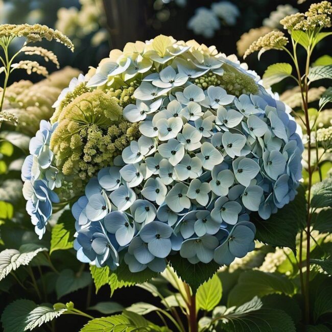 Dekorowanie balkonów i tarasów hortensją i trawami