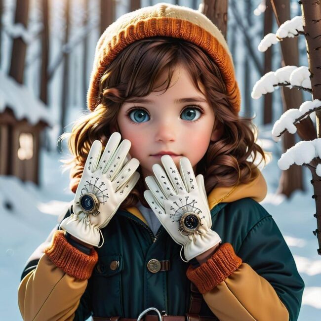 Rękawiczki dziecięce na sznurku