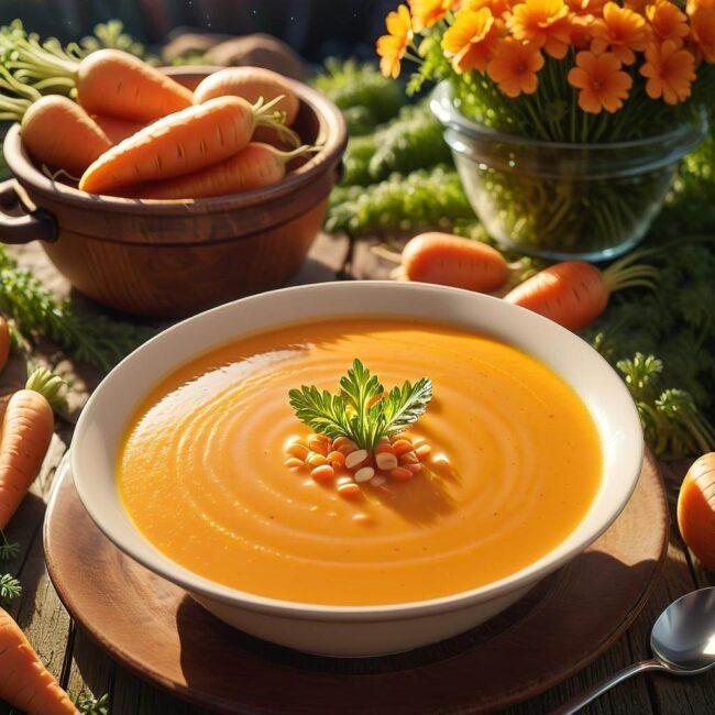 Zdrowa żywność dla dzieci zupa marchewkowa